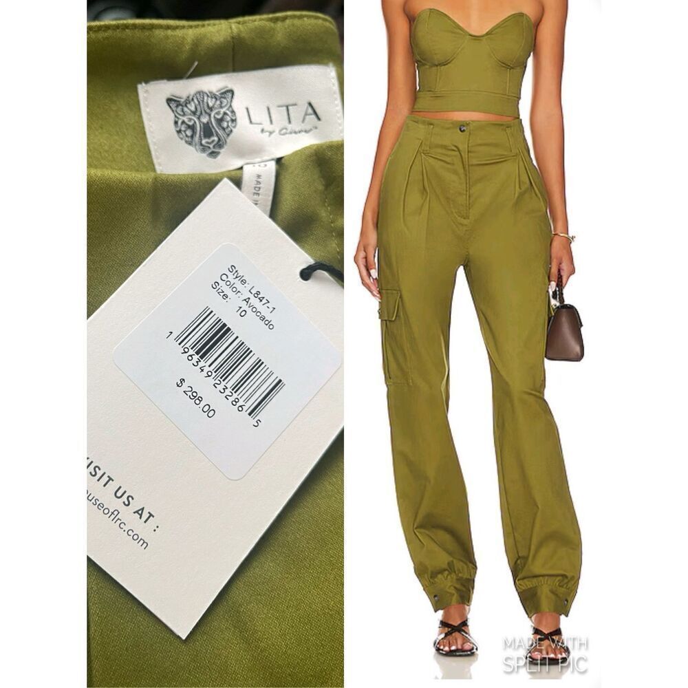 LITA by Ciara Relaxed Paperbag Cargo Trouser in Avocado
